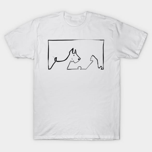 Scottish Terrier and Kitty T-Shirt by Jason's Doodles